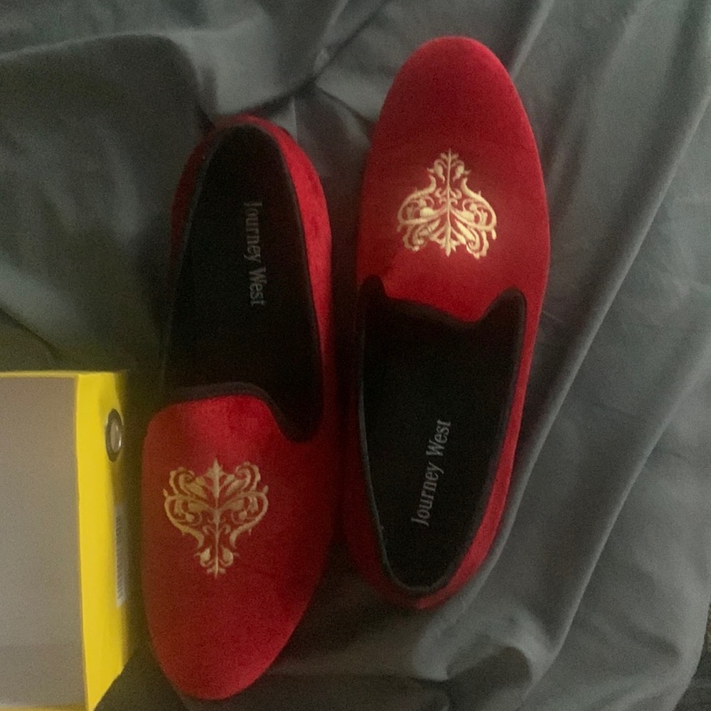 Velvet red loafers *size 12*